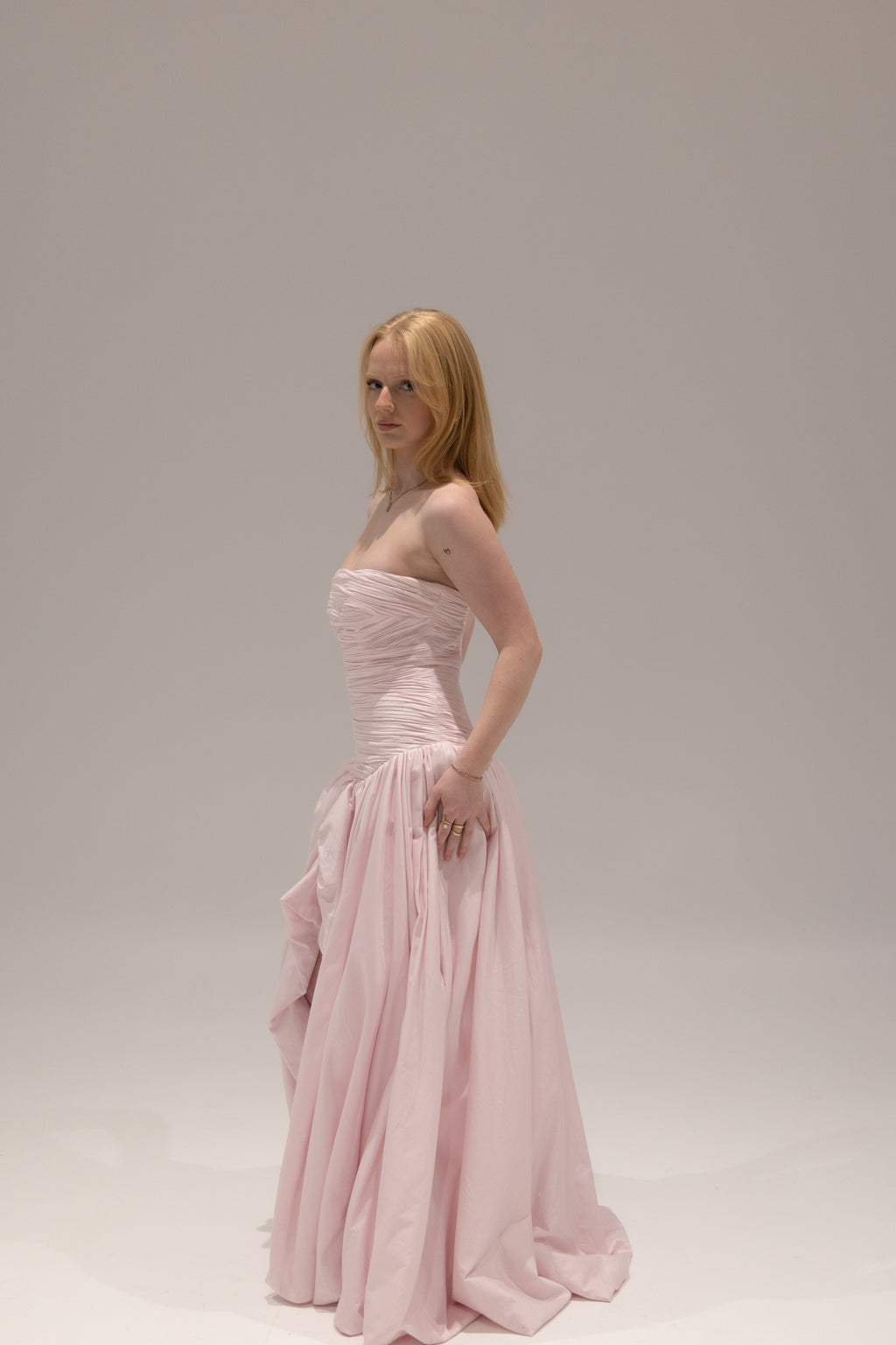 Violette Bubble Hem Maxi in Baby Pink by Aje