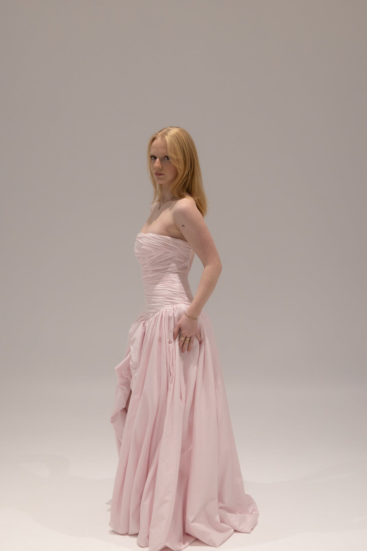 Violette Bubble Hem Maxi in Baby Pink by Aje