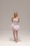 Violette Bubble Hem Mini in Baby Pink by Aje