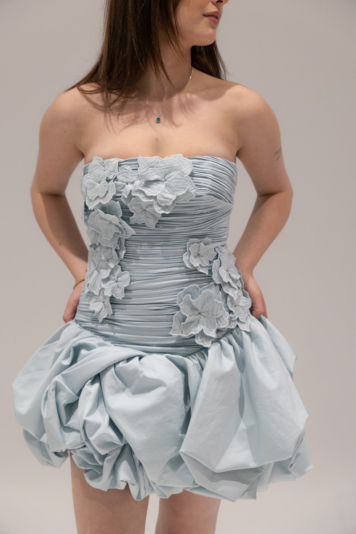 Splendour Bubble Mini in Silver Blue by Aje