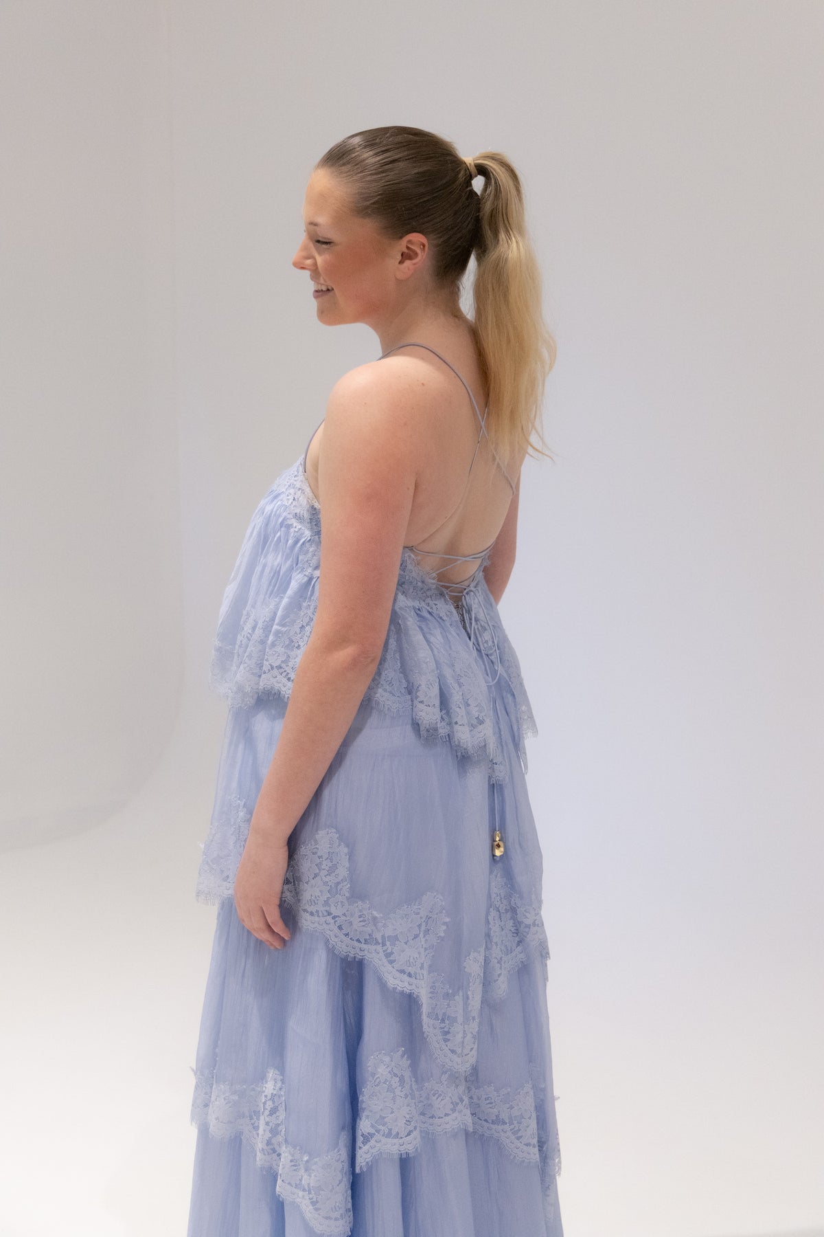 Ophelia Lace Gown in French Blue by Aje
