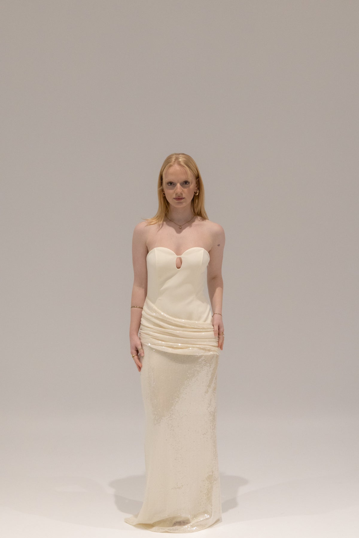 Birthday 01 Sequin Dress in White by Kaia Atelier