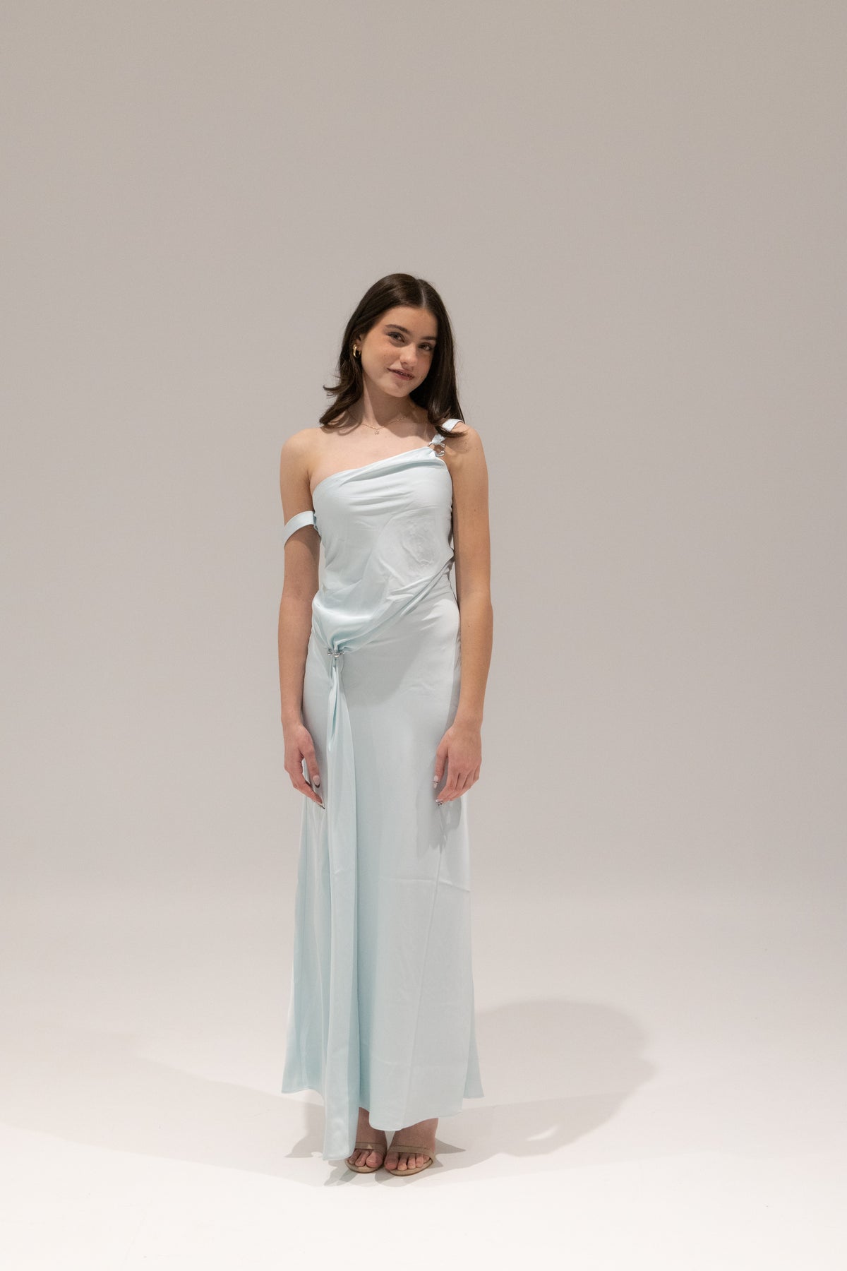 Horizon Satin Maxi in Aqua by Misha