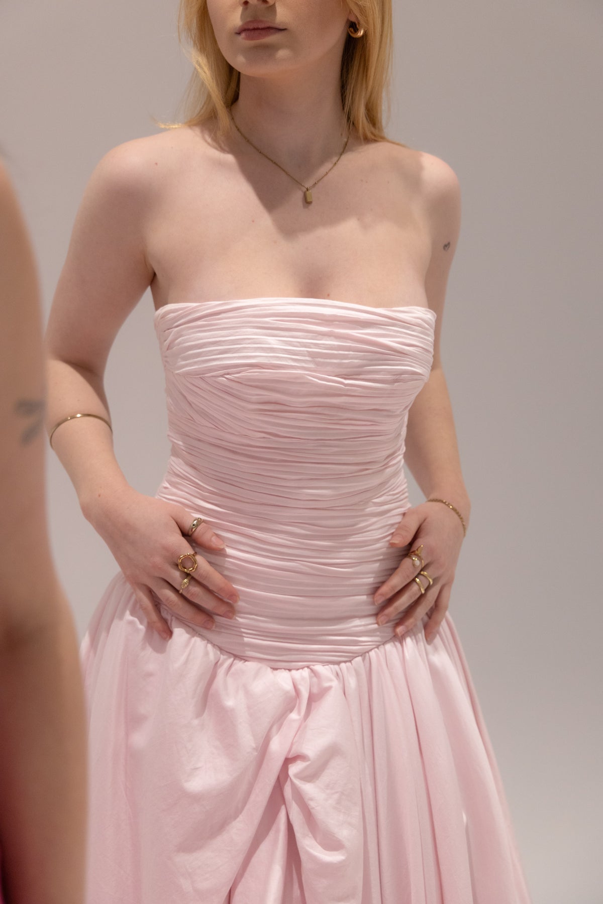 Violette Bubble Hem Maxi in Baby Pink by Aje