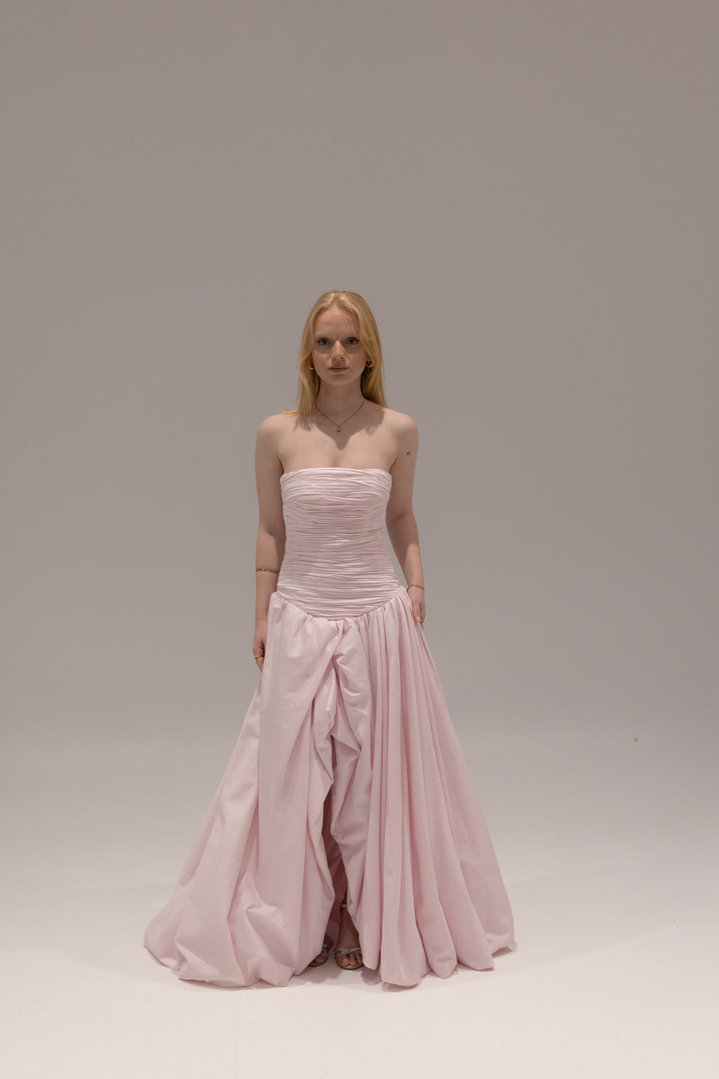 Violette Bubble Hem Maxi in Baby Pink by Aje
