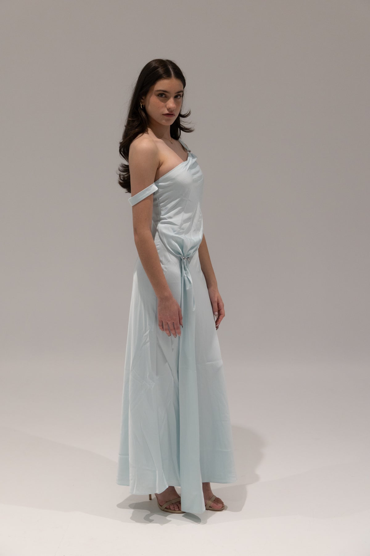 Horizon Satin Maxi in Aqua by Misha